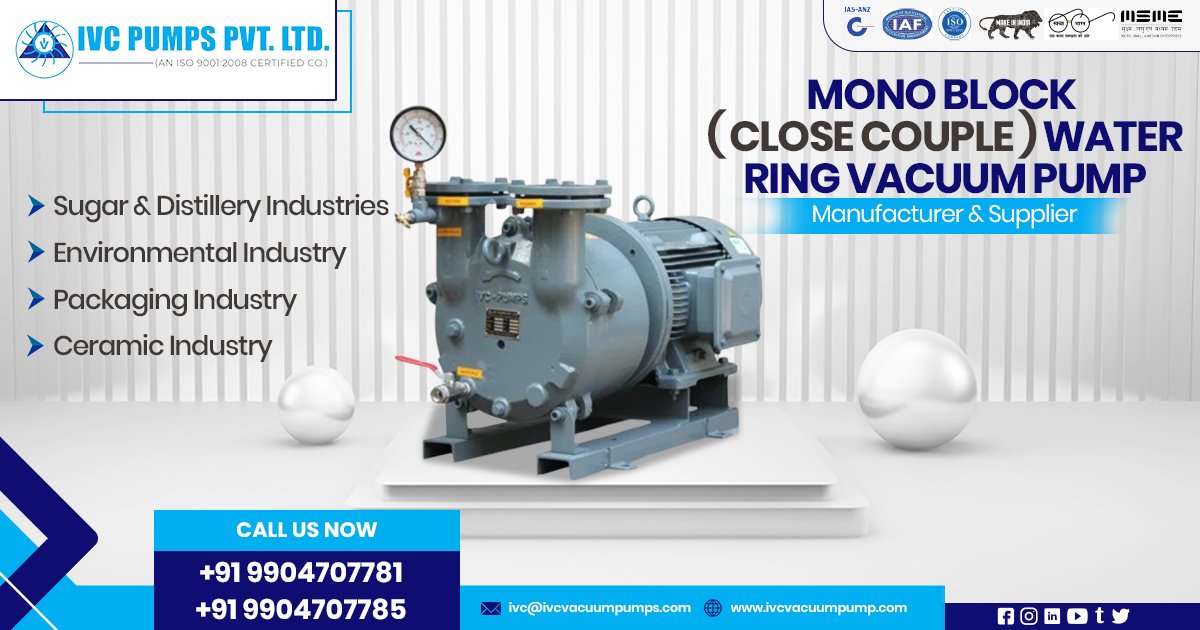 Exporter of Mono Block Water Ring Vacuum Pump in South Africa